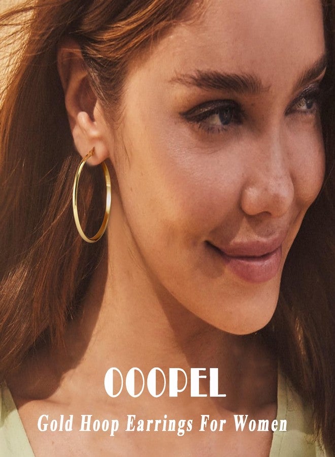 OOOPEL Gold Hoop Earrings For Women Large Gold Hoop Earrings Lightweight Big Golden Hoop Earrings For Women - Image 5